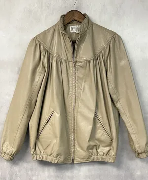 Vintage A&F Originals Women Leather Jacket Size 8 Tan Western Bomber Indie Retro thumbnail 1