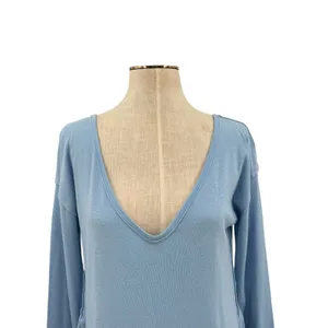 Free People We The Free Rose Petal Tee Shirt Long Sleeve‎ Blue Size Large thumbnail 5
