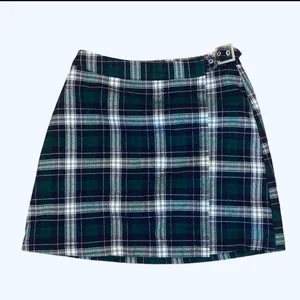 Brandy Melville Plaid Wrap Skirt Kilt Green Blue Preppy School Girl XS S thumbnail 3