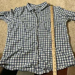 LL Bean Womens XL Blue White‎ Gingham Cotton Button Down Shirt 272187 thumbnail 5
