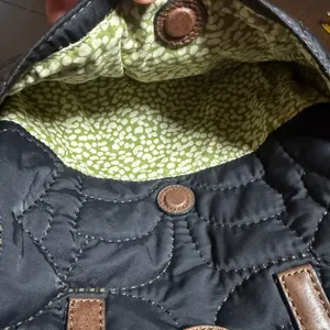 Fossil Key Per Crossbody Bag Small Black Quilted Nylon Leather Trim Satchel VTG thumbnail 8