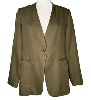 Alex Mill Janine Twill Blazer Army Olive Green Linen Blend Small Jacket $325 thumbnail 1