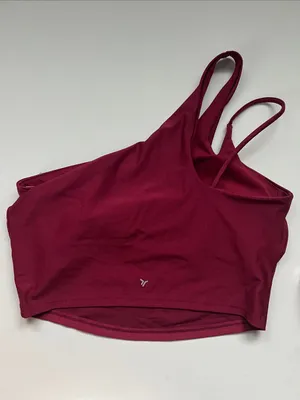 Old Navy One-Shoulder Sports Crop Top - Wine/Burgundy thumbnail 4