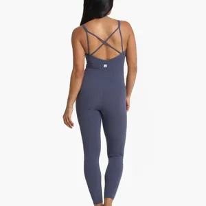 Vuori Mindset‎ Jumpsuit Blue Strappy Back Yoga Bodysuit VW485 Womens S thumbnail 2