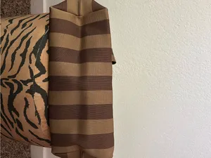 NEW Vivere Brown Striped Reusable Woven Tote Bag thumbnail 7