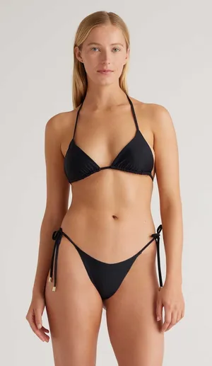Quince Italian Triangle Bikini Top Black NEW Womens Small‎ thumbnail 1