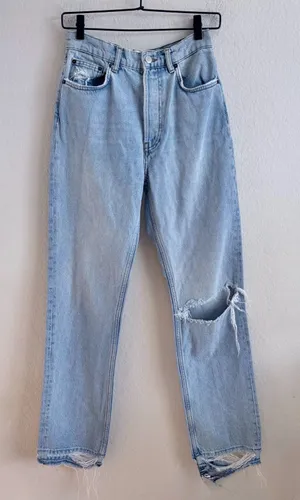 REFORMATION Stevie Ultra High Rise Straight Tahoe Raw Hem Denim Jeans Womens 26 thumbnail 1