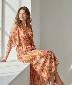 Source Unknown Floral Pink Maxi Dress thumbnail 1