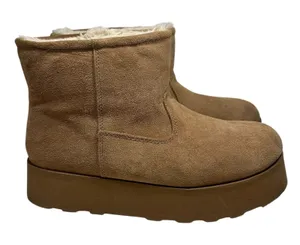 Suede Platform Ankle Boots Faux Shearling Lined Camel Brown 25033100 F24 US 8 thumbnail 1