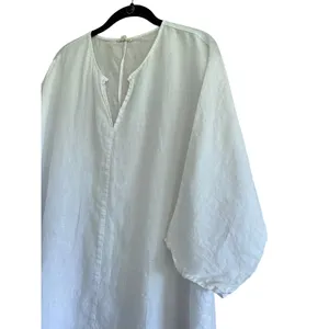 Eileen Fisher White Pull Over Organic Linen Tunic Top Size Medium thumbnail 2