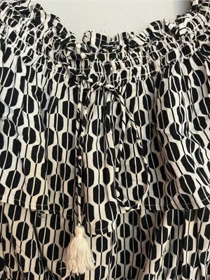 kate spade Black and‎ White Geometric Off-Shoulder Dress thumbnail 3