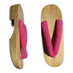 Vtg Y2K Classic Japanese Geta Hot Pink Wooden Heel Thong Sandals Sz 8.5 thumbnail 1