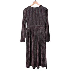 Boden Shimmer Glitter Long Sleeve Stripe Midi Dress Red Black Green Size 8 thumbnail 5