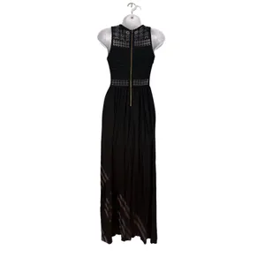 Material Girl Black Lace Bodice Maxi Dress Sleeveless Slit‎ Small Goth Festival thumbnail 2