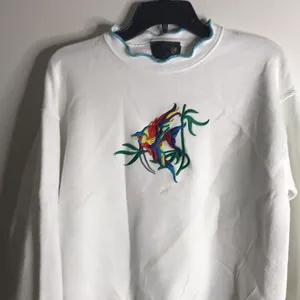 Vtg embroidered‎ fish pullover sweater size medium 90s granny cute retro thumbnail 2