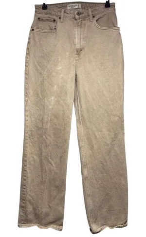 Abercrombie & Fitch Curve Love Grunge Workwear Style Bleach & Grease Stain Jeans thumbnail 1