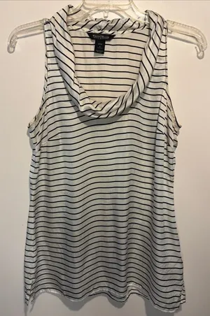 White House | Black Market 100% Silk Cowl Neckline Layering Striped Tank Blouse Size Small thumbnail 1