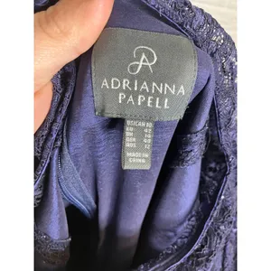 Adrianna Papell navy blue lace peplum sheath dress women's size 10 black‎ tie thumbnail 11