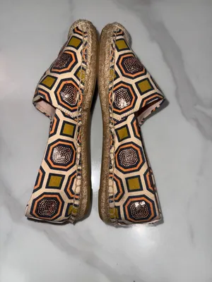 Tory Burch Pink and Yellow Geometric Espadrille Flats thumbnail 7