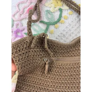 The Sak Crochet‎ Tote Bag Brown Hobo Shoulder Bag thumbnail 3