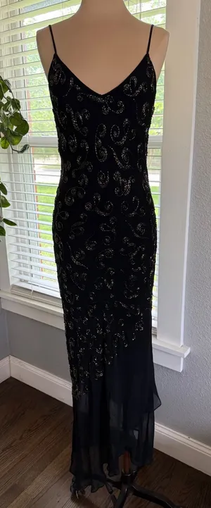 Vintage Sue Wong Nocturne Silk Beaded Assymetric‎ Hem Size 12 90's Y2K thumbnail 1