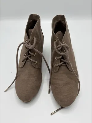 Dr. Scholl’s Taupe Lace-Up Wedge Ankle Booties 8.5 thumbnail 1