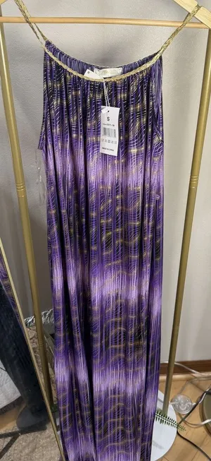NWT Size S Purple Halter Maxi Dress with Gold Chain Straps thumbnail 1