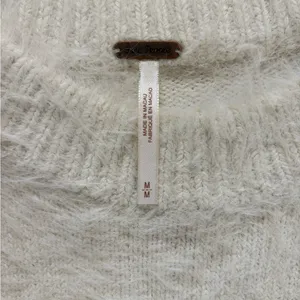 Free People Harrison Bunny Crew Neck Sweater Oversized Cream Womens Medium thumbnail 7