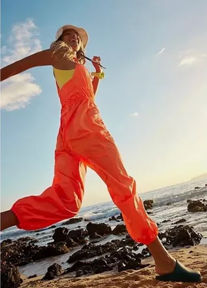 Free People Movement Hot Watermelon Jumpsuit Women Medium New One piece thumbnail 1