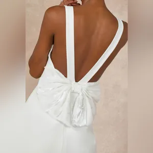Lulus Romantic Glow White Backless Pearl Bow Maxi Dress thumbnail 3