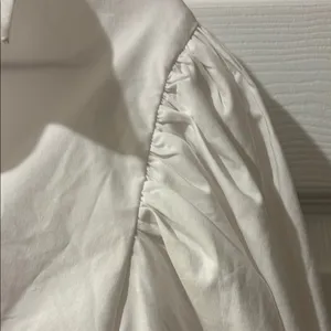 Express White Puff Sleeve Button Down Top with Notched Collar thumbnail 4