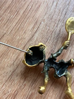 Tortolani Vintage Gold Tennis Brooch Pin thumbnail 11