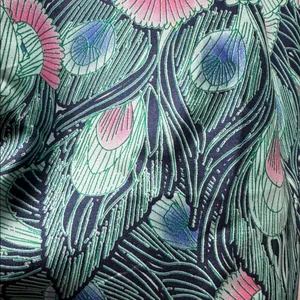 H&M Blue and Purple Peacock Print Deep V Belted Sleeveless Mini Dress thumbnail 5