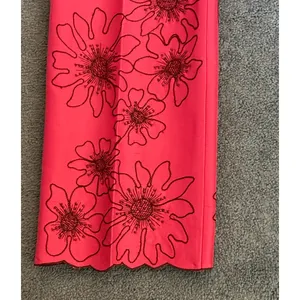 Jade Silk Pants Womens Size 4 Floral Embroidered Pink Scalloped Hem Lined Boho thumbnail 6