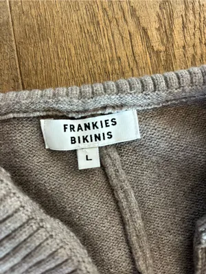 frankie’s bikinis knit long brown fold over pants thumbnail 3