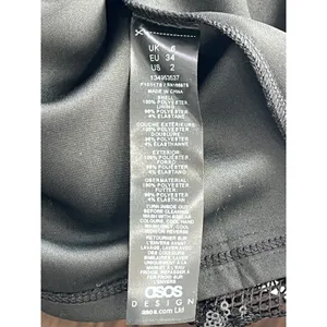 Glam ASOS DESIGN Black Sequin Floral Mesh Strapless Mini Bodycon‎ Dress size 2 thumbnail 6