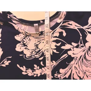 Acting Pro Women's Navy White Floral Maxi Dress Long Side Slits Short Sleeves thumbnail 7