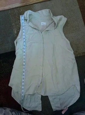 Beige button up top high low button up back size Medium Tan thumbnail 6