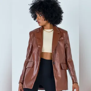Princess Polly Jocelyn Faux Leather Blazer in Brown Size XS/S New with tag thumbnail 8