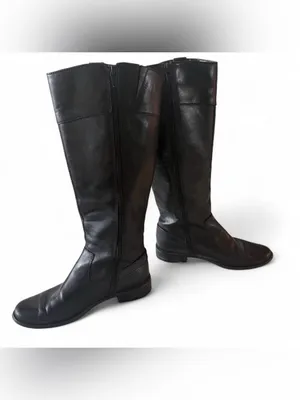 Anne Klein Black Leather Riding Boots Size 6M thumbnail 3