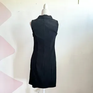 Vintage Black Faux Suede Dress Western Gothic 70s Inspired Retro Sz 6‎ thumbnail 2