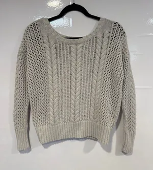 American‎ Eagle Cable Knit Sweater Crewneck - grey thumbnail 1