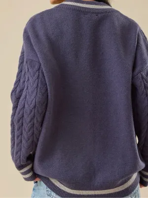 NEW Altar’d State Navy Knit Cardigan Sweater Size Large NWT thumbnail 3