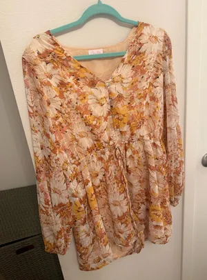 Pink Lily Floral Long-Sleeve Romper thumbnail 1