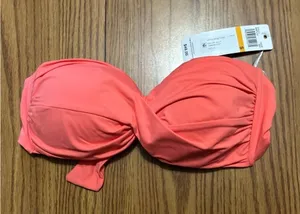 NWT Anne Cole Live in Color Twist Bandeau Bikini Top Juicy Women's Size Small thumbnail 1