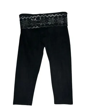 Victoria secret low rise fold over yoga pants cropped leggings small snowflakes thumbnail 2
