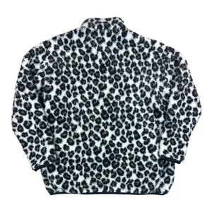 Buc-ee's Women L Leopard Print High Pile Fleece Quarter Zip Pullover Beaver thumbnail 8