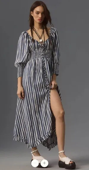 By Anthropologie Long-Sleeve Sweetheart Midi Dress thumbnail 1