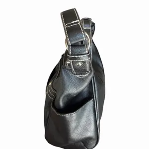 Black Faux Leather Hobo Shoulder Bag Contrast Stitch Y2K Slouchy Purse thumbnail 5