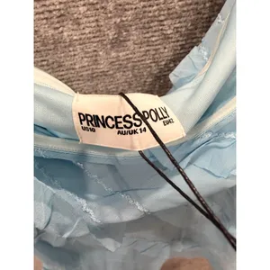 Princess Polly Women Lars Mini Dress 10 Blue Strapless Ruffle Cowl Neck NWT thumbnail 5